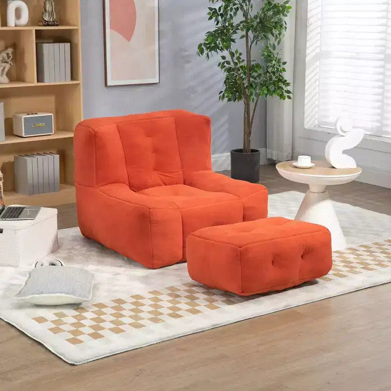 Fluffy bean bag chair for adults, super soft lazy sofa with memory foam and ottoman, indoor modern focus chair for living room, bedroom, apartment