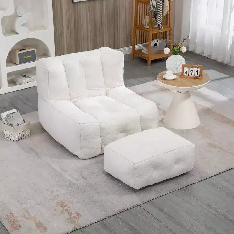 Fluffy bean bag chair for adults, super soft lazy sofa with memory foam and ottoman, indoor modern focus chair for living room, bedroom, apartment