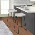 Royal Hampton 30 Inch Handcrafted Backless Barstool with Whitewashed Mango Wood Saddle Seat and Black Metal Base