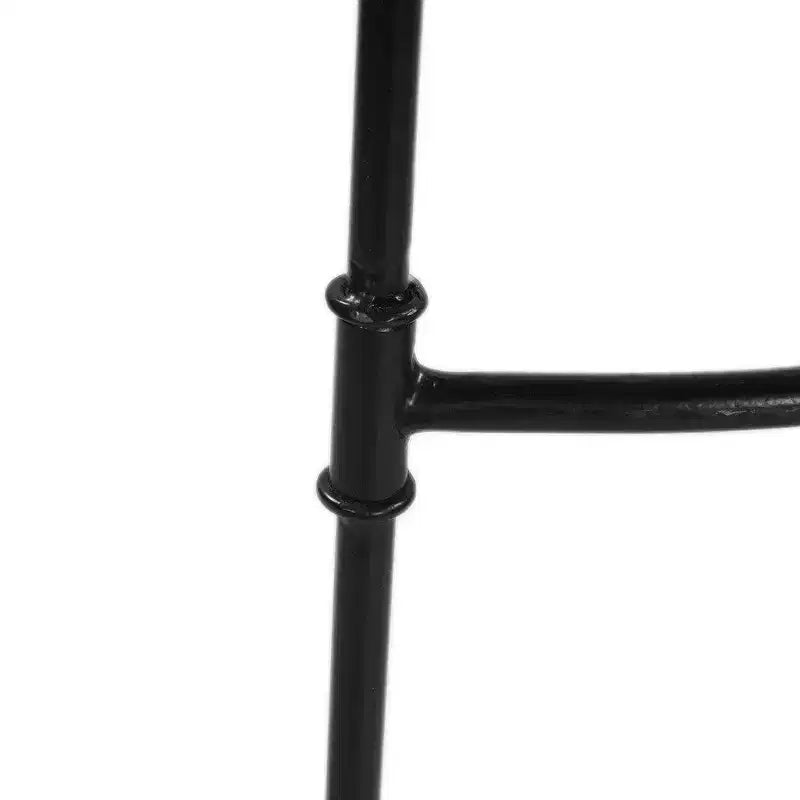 Royal Hampton 30 Inch Handcrafted Backless Barstool with Whitewashed Mango Wood Saddle Seat and Black Metal Base