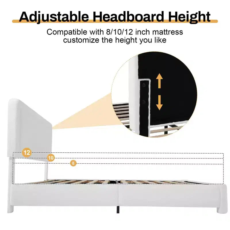 Dyonery Fabric bed frame with headboard Upholstered fabric bed frame, soft rounded corners, adjustable headboard, easy to assemble