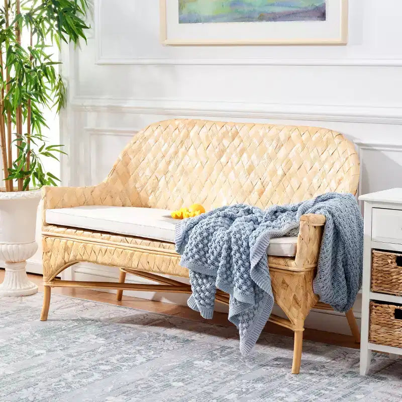 Chorus Woven Sofa Bench - SEA7041 - Natural/White - Safavieh