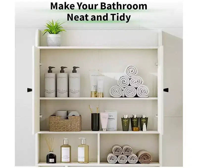 Dyonery bathroom locker, toilet, washing machine above the locker, with barn door, toilet paper holder, with adjustable bottom bar