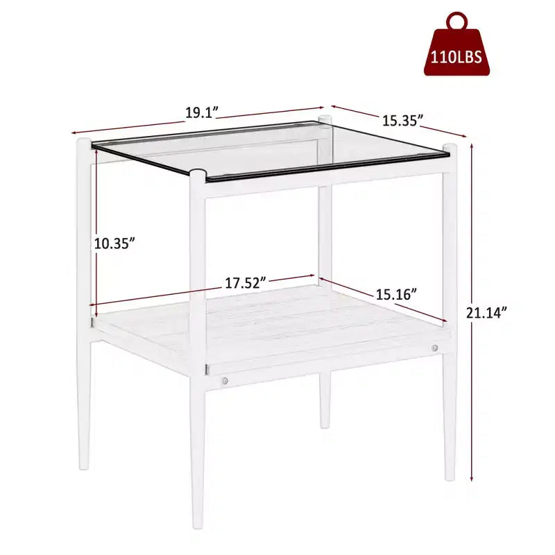 Okak Elegant Tempered Glass Coffee Table Smooth Edge 2PC, Modern Rectangle Tea End Table with Open Shelf for Small Living Room