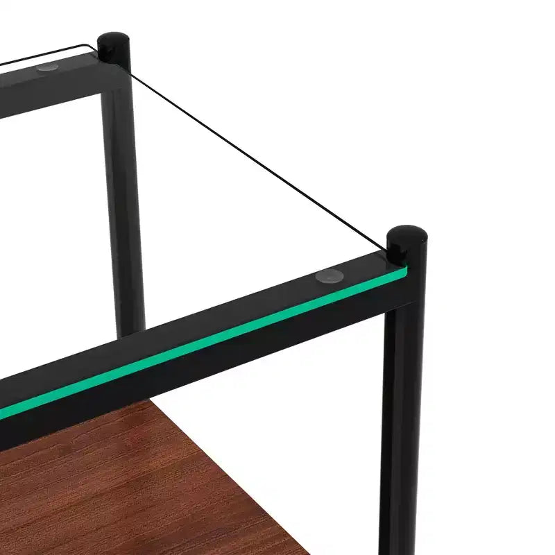 Okak Elegant Tempered Glass Coffee Table Smooth Edge 2PC, Modern Rectangle Tea End Table with Open Shelf for Small Living Room