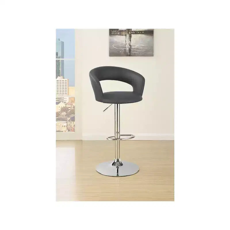 Coaster,Barraza 29 Adjustable Height Bar Stool Grey and Chrome