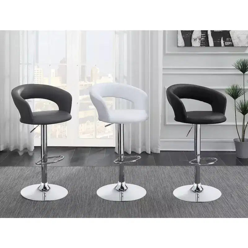 Coaster,Barraza 29 Adjustable Height Bar Stool Grey and Chrome