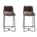 Alpine Furniture,Live Edge Set of 2 Bonded Leather Pub Chairs, Dark Brown