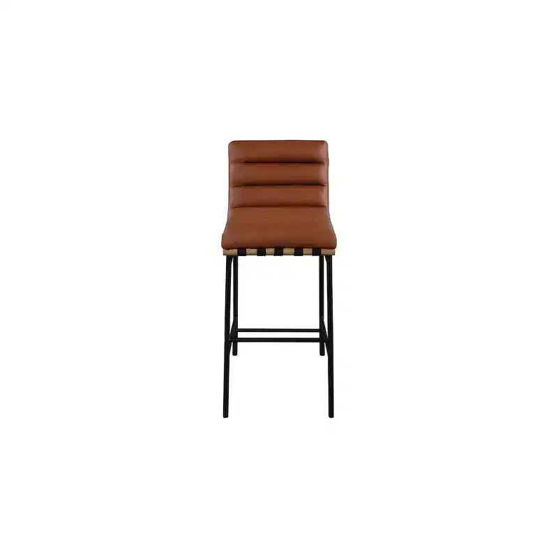 Meridian Furniture,Burke Cognac Vegan Leather Bar Stool