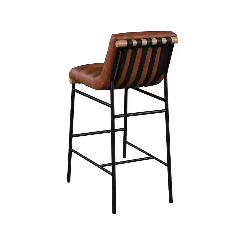 Meridian Furniture,Burke Cognac Vegan Leather Bar Stool