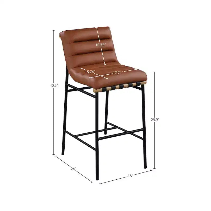 Meridian Furniture,Burke Cognac Vegan Leather Bar Stool
