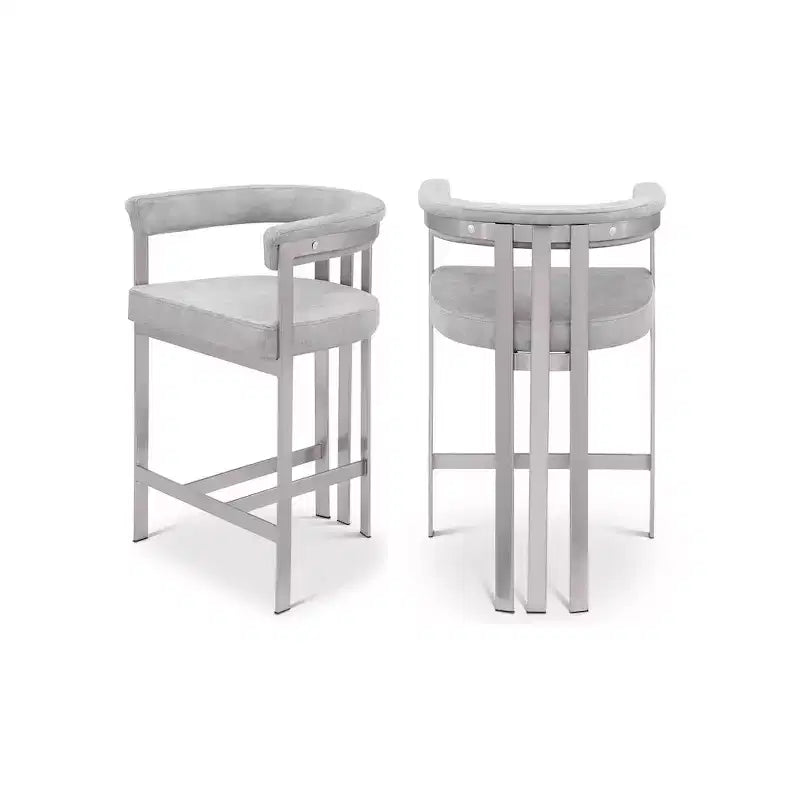 Meridian Furniture,Marcello Grey Velvet Counter Stool, Set of 2