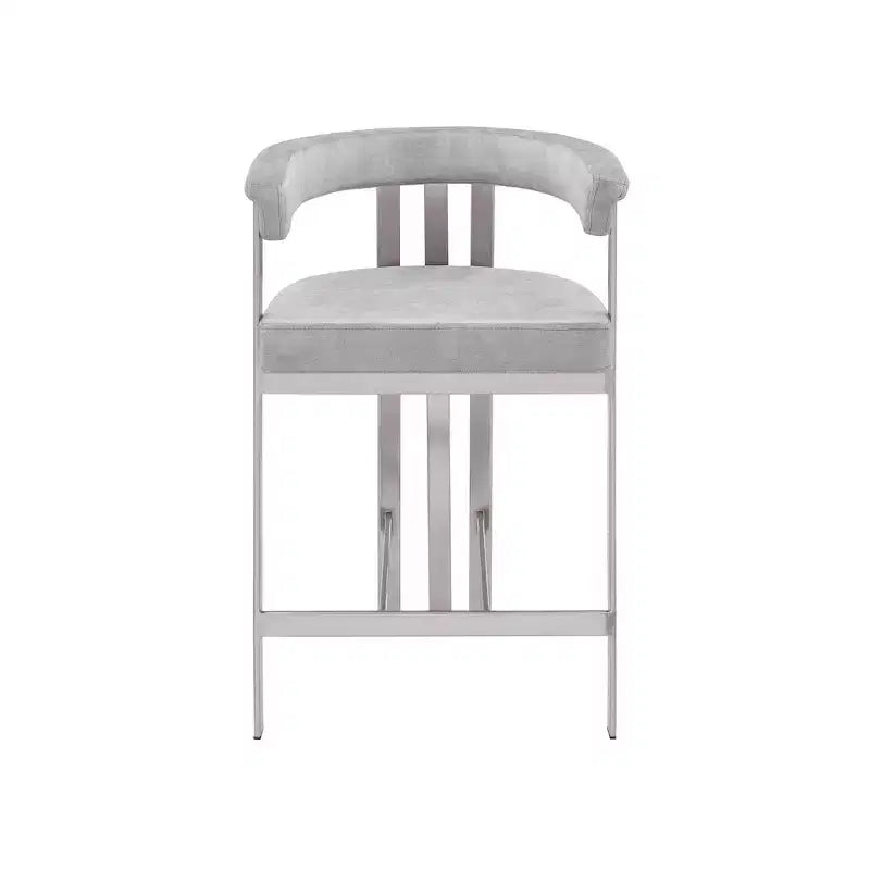 Meridian Furniture,Marcello Grey Velvet Counter Stool, Set of 2