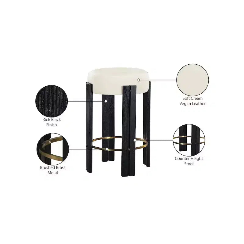 Meridian Furniture,Harrison Cream Vegan Leather Counter Stool