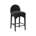 Meridian Furniture,Waldorf Black Chenille Fabric Stool