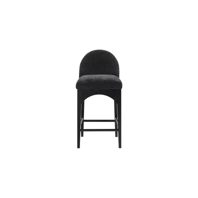 Meridian Furniture,Waldorf Black Chenille Fabric Stool