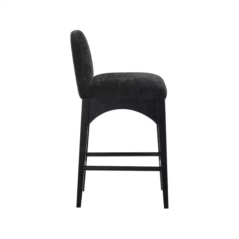 Meridian Furniture,Waldorf Black Chenille Fabric Stool