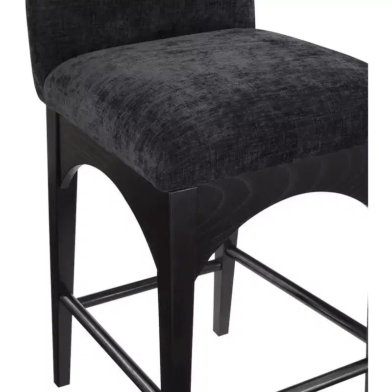 Meridian Furniture,Waldorf Black Chenille Fabric Stool