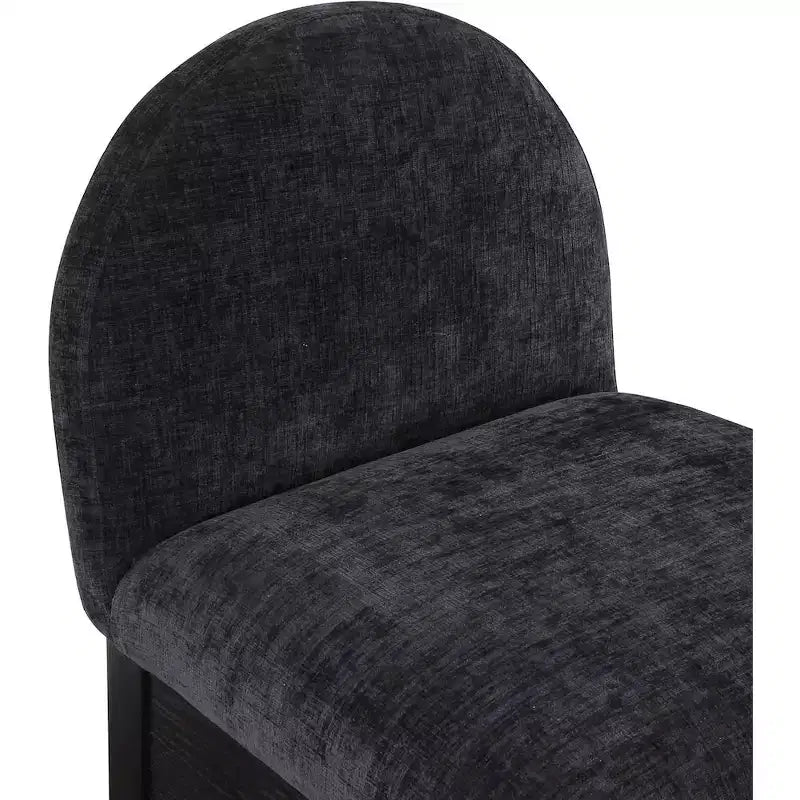 Meridian Furniture,Waldorf Black Chenille Fabric Stool