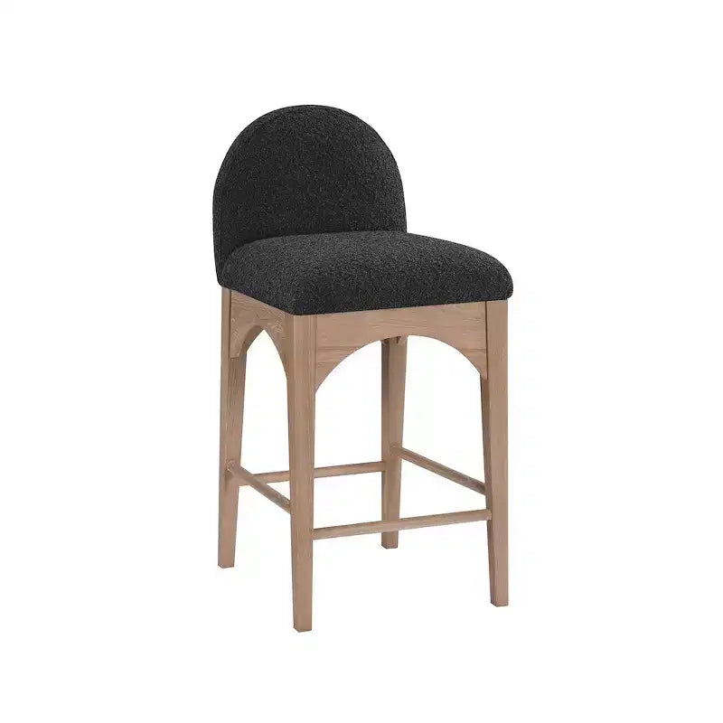 Meridian Furniture,Waldorf Black Boucle Fabric Stool