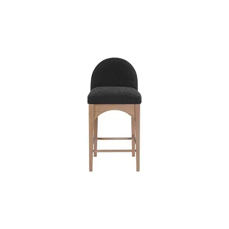 Meridian Furniture,Waldorf Black Boucle Fabric Stool
