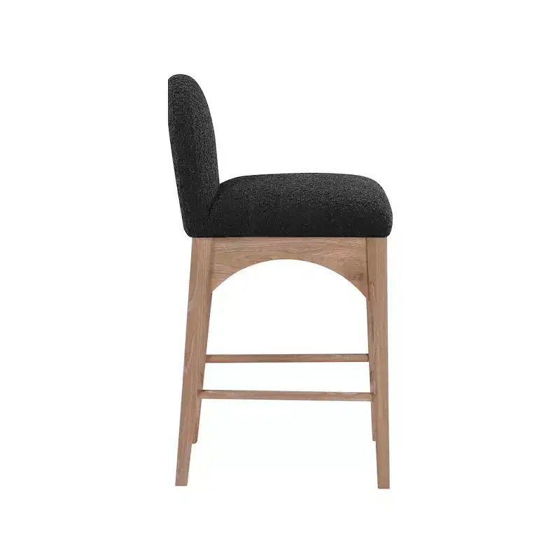 Meridian Furniture,Waldorf Black Boucle Fabric Stool