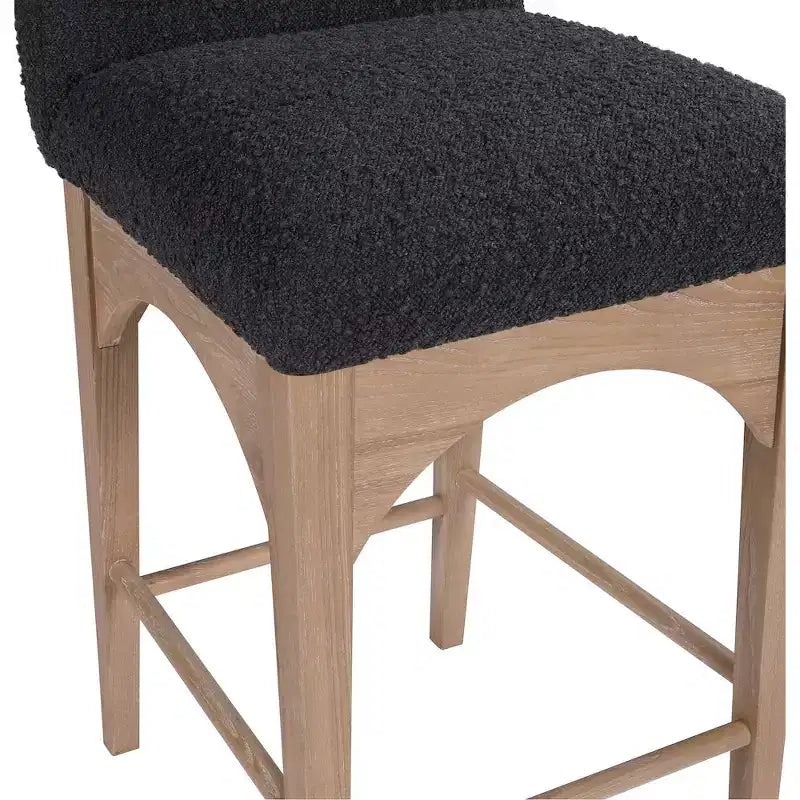 Meridian Furniture,Waldorf Black Boucle Fabric Stool