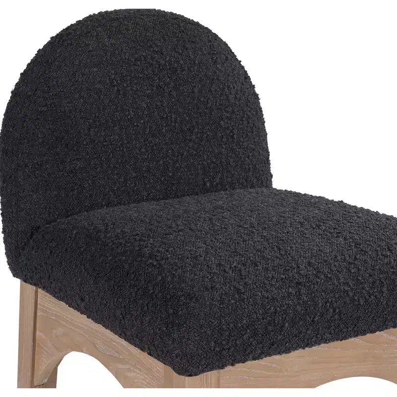 Meridian Furniture,Waldorf Black Boucle Fabric Stool