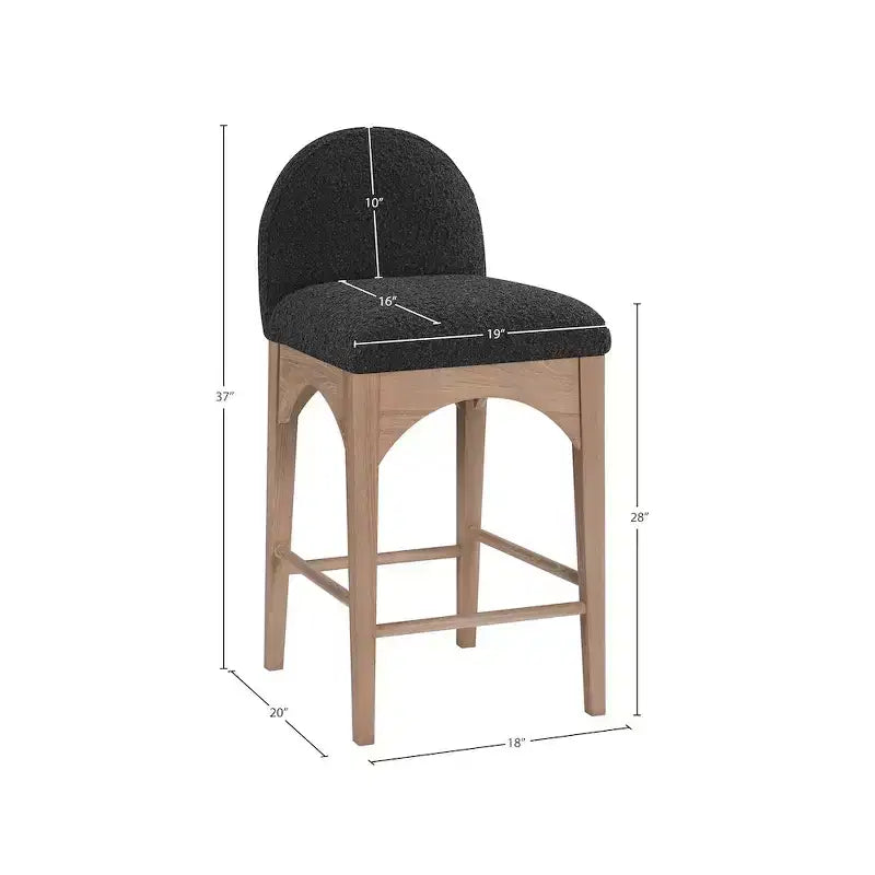 Meridian Furniture,Waldorf Black Boucle Fabric Stool