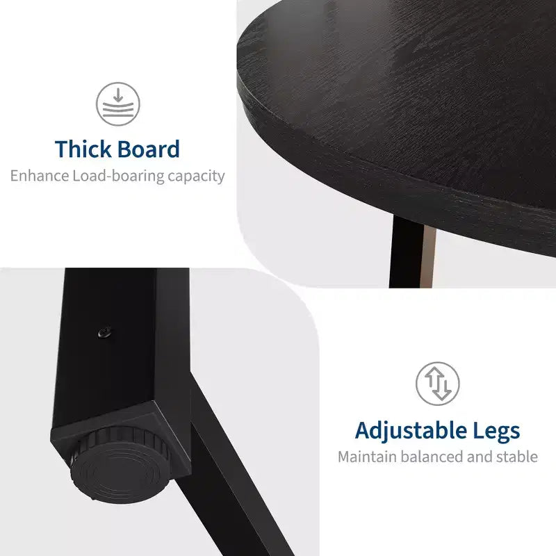 47 Round Industrial Dinner Table for 4 to 6, Circle Wooden Kitchen Table with Sturdy Metal Frame & Rustic Finish for Dining Room, Kitchen