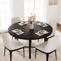 47 Round Industrial Dinner Table for 4 to 6, Circle Wooden Kitchen Table with Sturdy Metal Frame & Rustic Finish for Dining Room, Kitchen