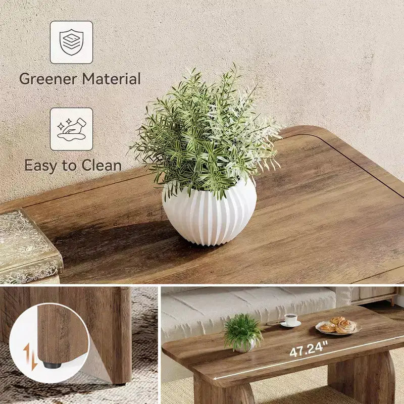 MAYEERTY 2-Tier Modern Coffee Table, White Faux Marble Top & Gold Metal Legs for Living Room