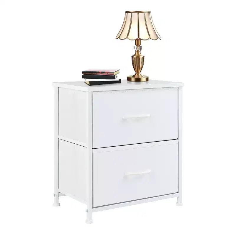 2 Drawer Dresser Storage Cabinet with Metal Frame and Wood Top  Fabric Drawers Chest for Bedroom, Closet, or Living Room
