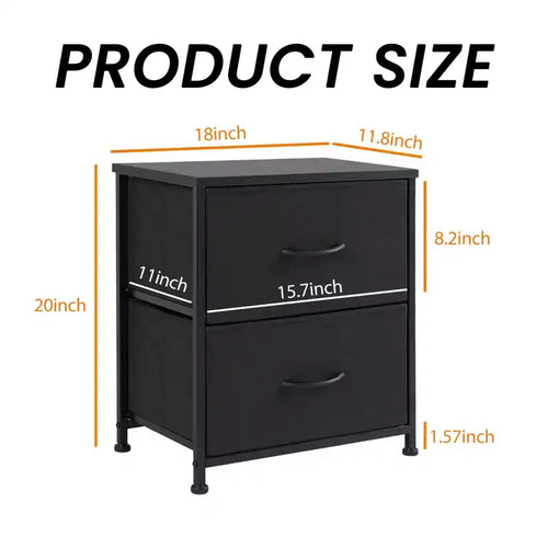 2 Drawer Dresser Storage Cabinet with Metal Frame and Wood Top  Fabric Drawers Chest for Bedroom, Closet, or Living Room