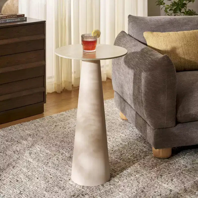 Nurem Tall Ceramic Side Table - ACC2900A - Beige Ceramic/Beige - Safavieh
