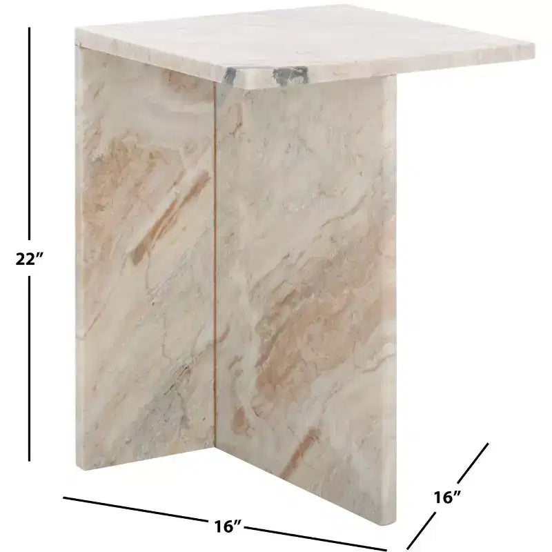 Udo T Marble Side Table - ACC3734A - Brown Grey - Safavieh