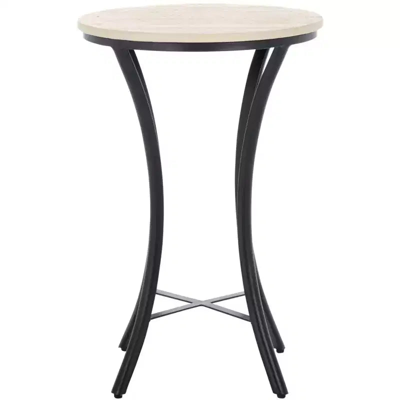 Saxony Travertine Side Table - ACC3731A - Beige/Black - Safavieh