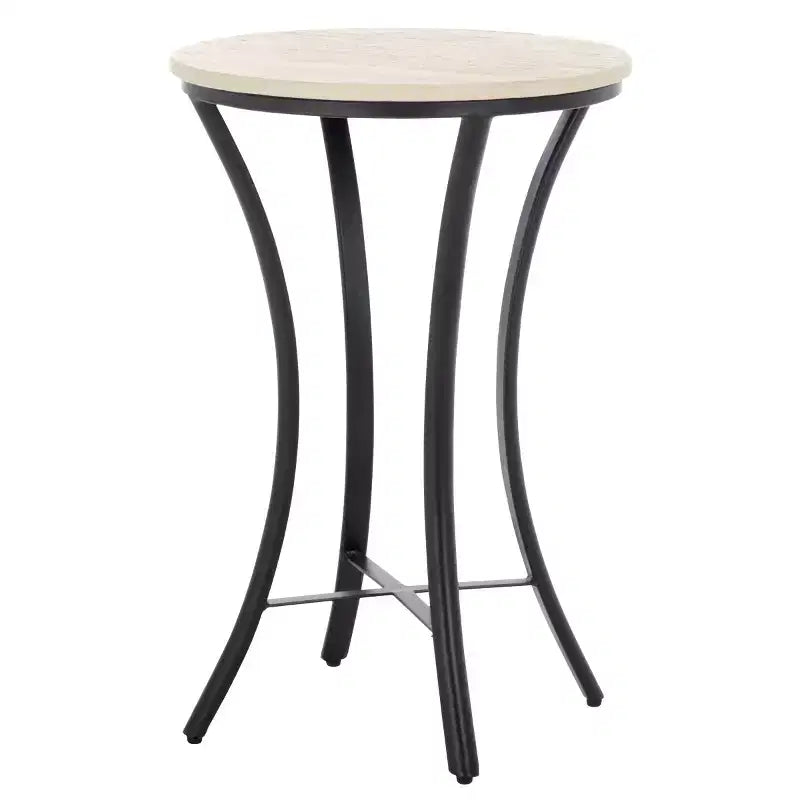 Saxony Travertine Side Table - ACC3731A - Beige/Black - Safavieh