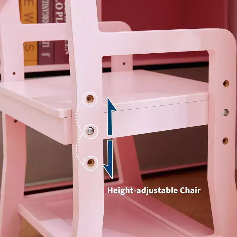 Kids Corner Desk, Desk and Chair Set for Children, L Shape Kids Study Table - Features Bulletin Board Open Shelves & Storage Cabinets