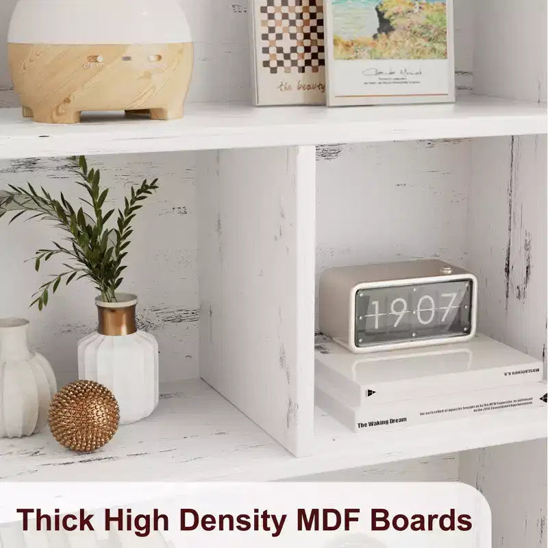 Wooden Modern Storage Rack, Farmhouse Bookshelf, White Bookcase with Door, Bedroom Storage, for Bedroom, Living Room, Home, Office