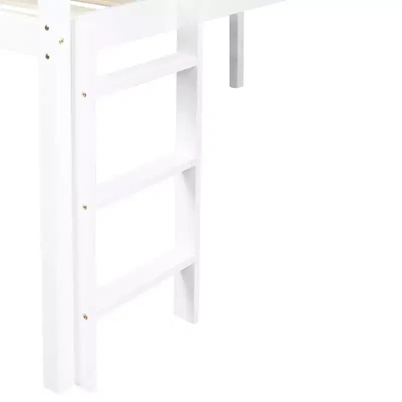 MAYEERTY Twin Low Loft Bed with Slide, Ladder, Safety Guardrails White