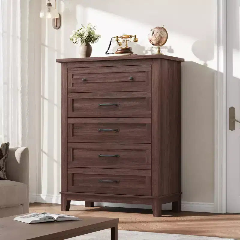 Freestanding 41.3 Tall Vertical Drawer Dresser with Storage , Wooden Closet Storage Chest for Living Room, Bedroom, Entryway, Bedroom
