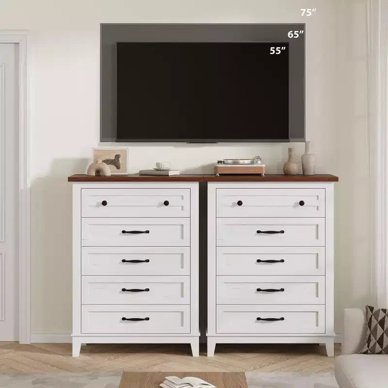 Freestanding 41.3 Tall Vertical Drawer Dresser with Storage , Wooden Closet Storage Chest for Living Room, Bedroom, Entryway, Bedroom