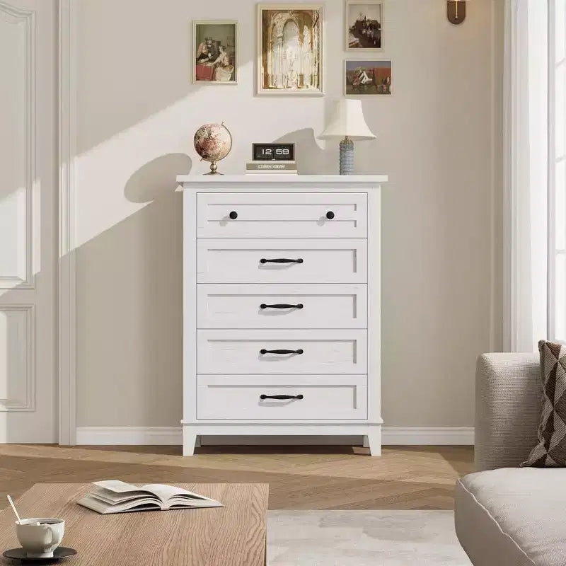 Freestanding 41.3 Tall Vertical Drawer Dresser with Storage , Wooden Closet Storage Chest for Living Room, Bedroom, Entryway, Bedroom