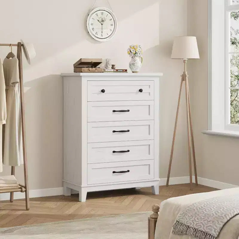 Freestanding 41.3 Tall Vertical Drawer Dresser with Storage , Wooden Closet Storage Chest for Living Room, Bedroom, Entryway, Bedroom