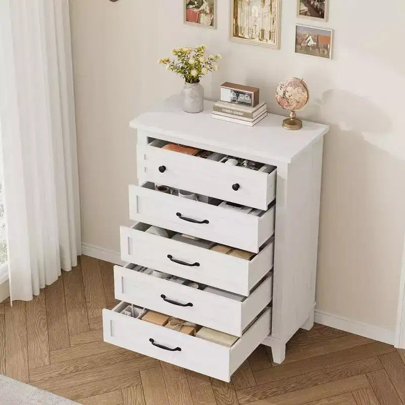 Freestanding 41.3 Tall Vertical Drawer Dresser with Storage , Wooden Closet Storage Chest for Living Room, Bedroom, Entryway, Bedroom