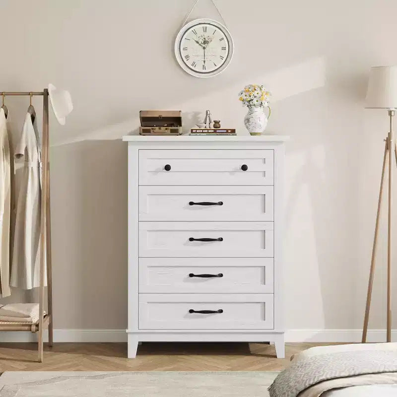 Freestanding 41.3 Tall Vertical Drawer Dresser with Storage , Wooden Closet Storage Chest for Living Room, Bedroom, Entryway, Bedroom
