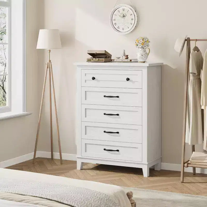 Freestanding 41.3 Tall Vertical Drawer Dresser with Storage , Wooden Closet Storage Chest for Living Room, Bedroom, Entryway, Bedroom