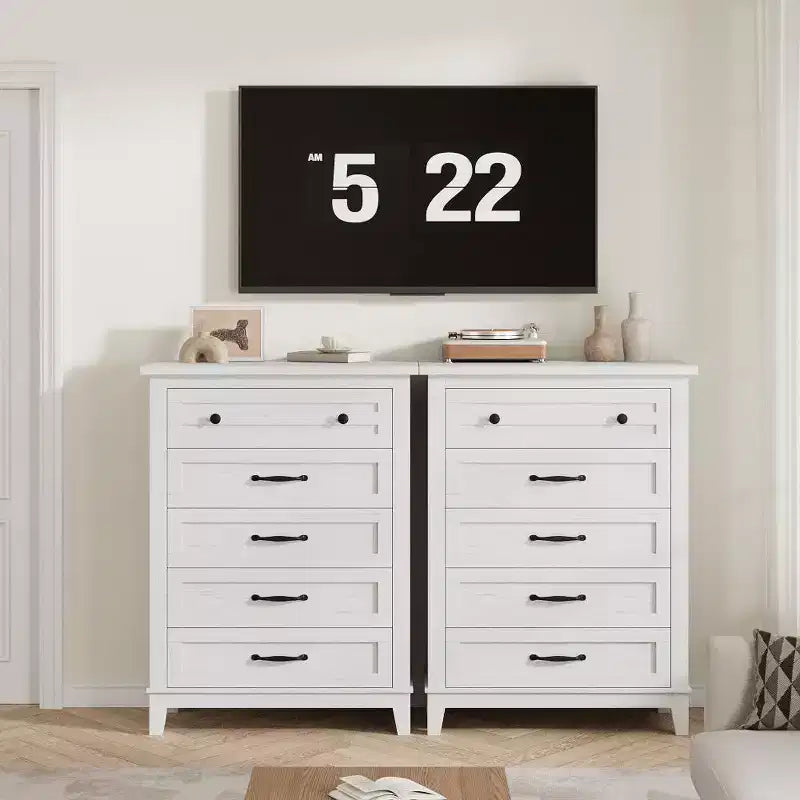 Freestanding 41.3 Tall Vertical Drawer Dresser with Storage , Wooden Closet Storage Chest for Living Room, Bedroom, Entryway, Bedroom