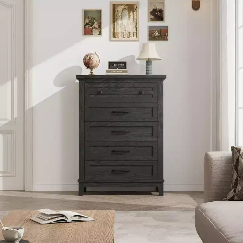 Freestanding 41.3 Tall Vertical Drawer Dresser with Storage , Wooden Closet Storage Chest for Living Room, Bedroom, Entryway, Bedroom